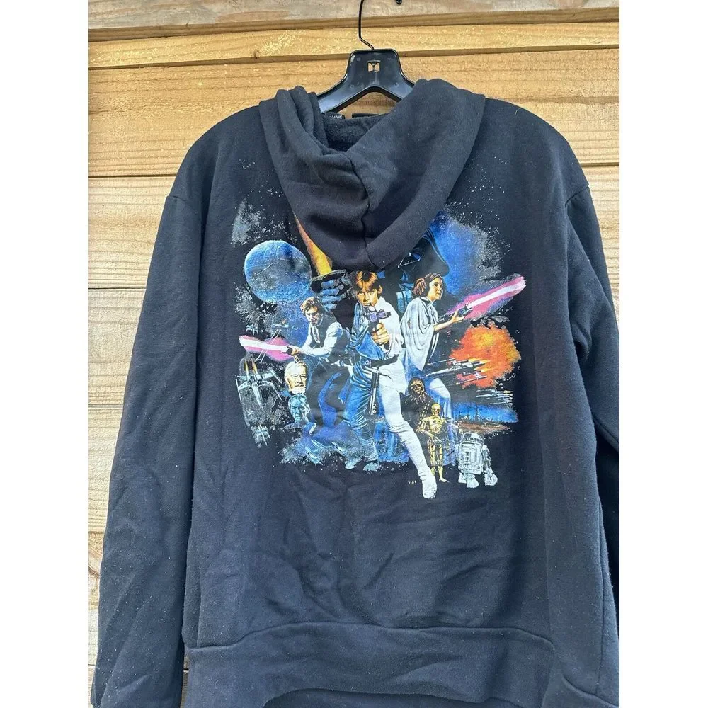 Star Wars‎ Sweater Adult Small Black White Logo Hoodie Sweatshirt Pullover Mens